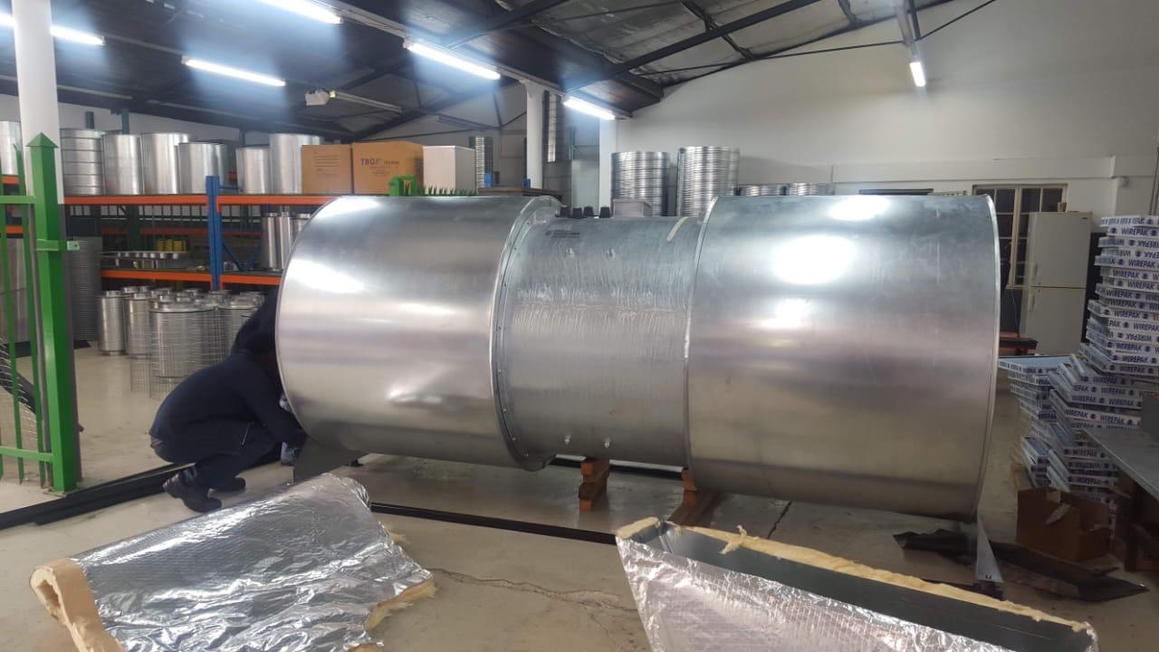 Large-diameter spiral ducting fabricated in the workshop